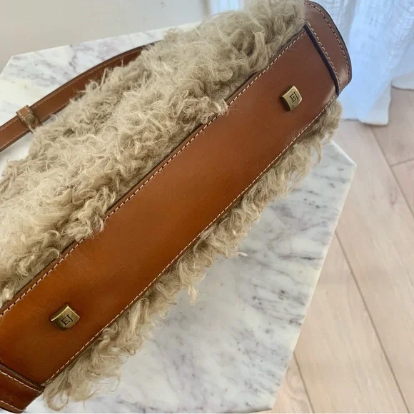 Eric Javits Baa Dome Faux Fur Crossbody Bag in Camel - Picture 12 of 16